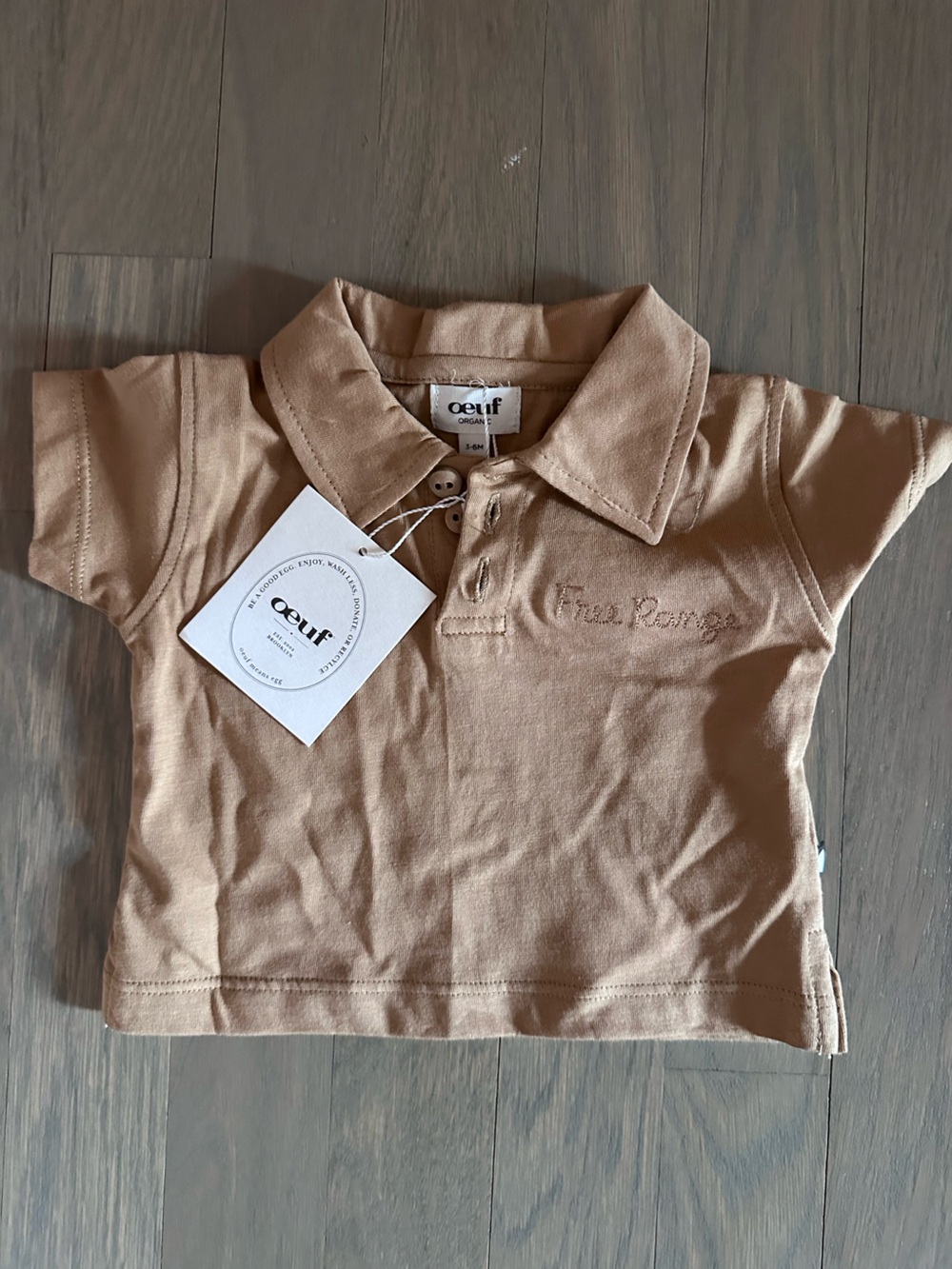 Oeuf Tan Embroidered Baby Polo